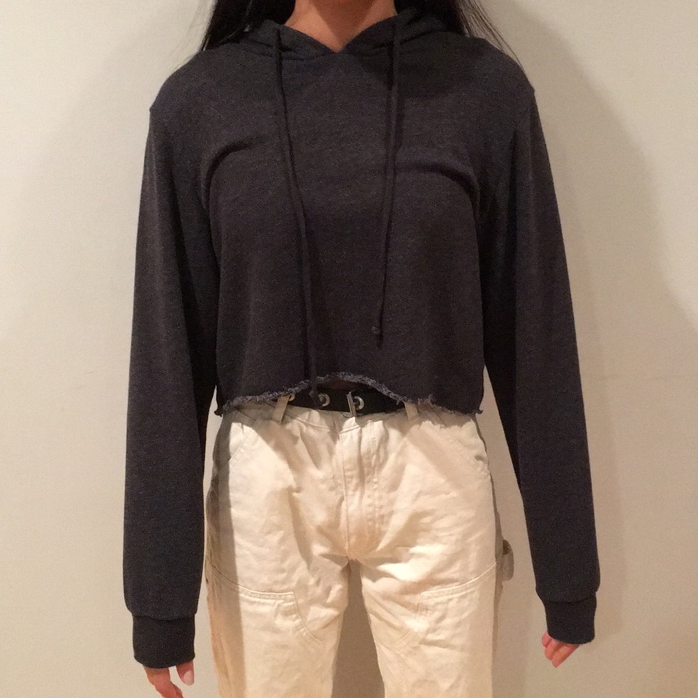 Grey Cropped  Brandy Melville Hoodie